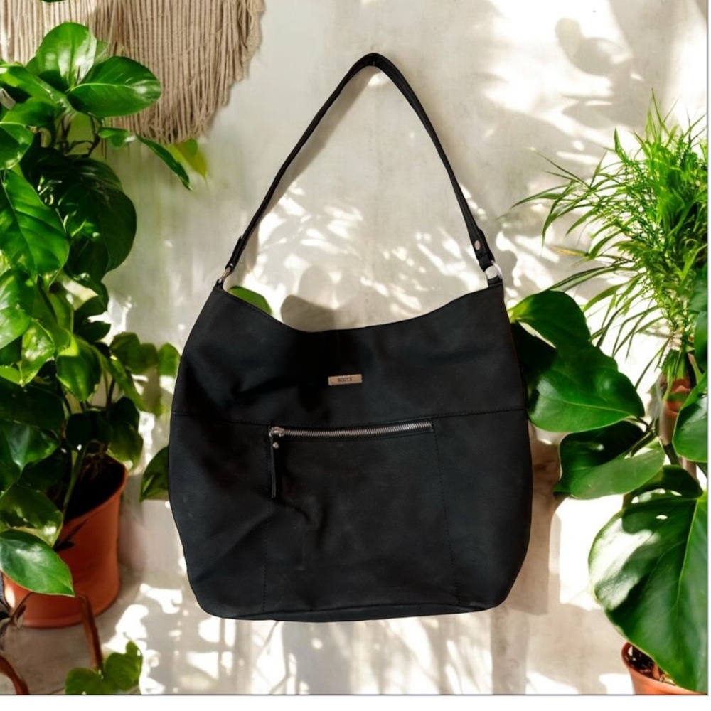 ROOTS Genuine Leather Florence Hobo Bucket Purse/Bag-Black-NWOT 🖤 - Picture 2 of 14